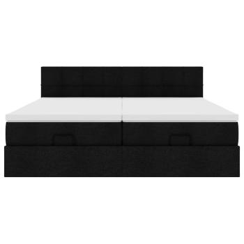 Ottoman-Bett mit Matratzen Schwarz 180x200 cm Stoff