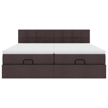 Ottoman-Bett mit Matratzen Dunkelbraun 200x200 cm Stoff