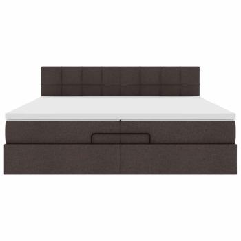 Ottoman-Bett mit Matratzen Dunkelbraun 200x200 cm Stoff