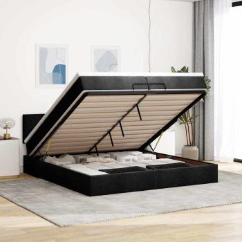 ARDEBO.de - Ottoman-Bett mit Matratzen Schwarz 200x200 cm Stoff