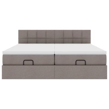 Ottoman-Bett mit Matratzen Taupe 180x200 cm Stoff