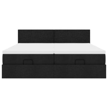 Ottoman-Bett mit Matratzen Schwarz 180x200 cm Stoff