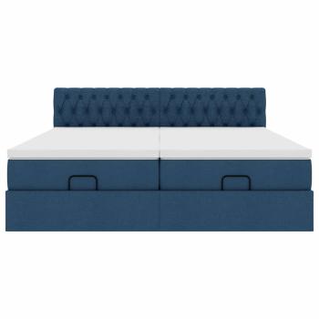 Ottoman-Bett mit Matratzen & LEDs Blau 180x200 cm Stoff