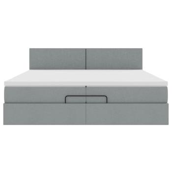 Ottoman-Bett mit Matratzen Hellgrau 200x200 cm Stoff