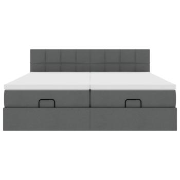 Ottoman-Bett mit Matratzen Dunkelgrau 200x200 cm Stoff