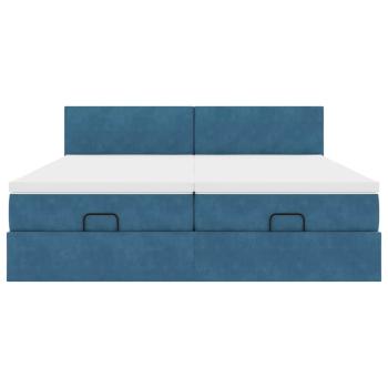 Ottoman-Bett mit Matratzen Dunkelblau 180x200 cm Samt