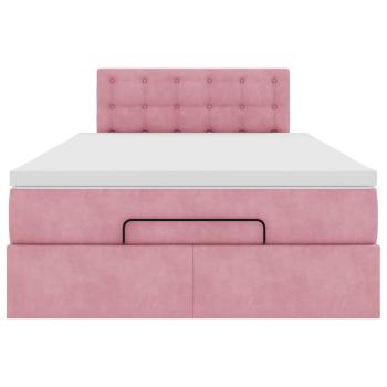 Ottoman-Bett mit Matratze Rosa 120x190 cm Samt