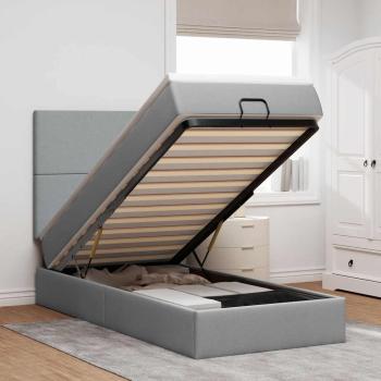 ARDEBO.de - Ottoman-Bett mit Matratze Hellgrau 90x190 cm Stoff