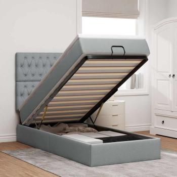 ARDEBO.de - Ottoman-Bett mit Matratze Hellgrau 90x190 cm Stoff
