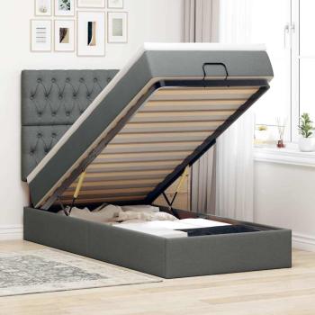 ARDEBO.de - Ottoman-Bett mit Matratze Dunkelgrau 100x200 cm Stoff