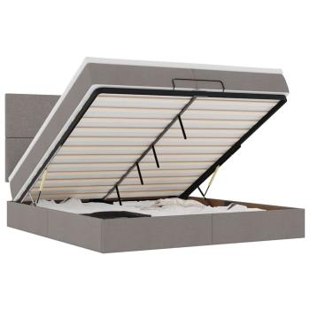 Ottoman-Bett mit Matratzen Taupe 200x200 cm Stoff