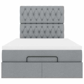 Ottoman-Bett mit Matratze Hellgrau 120x190 cm Stoff
