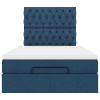 Ottoman-Bett mit Matratze Blau 120x200 cm Stoff