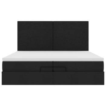 Ottoman-Bett mit Matratzen Schwarz 200x200 cm Stoff