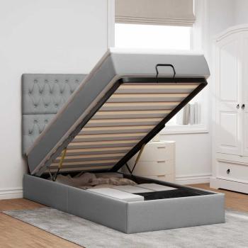 ARDEBO.de - Ottoman-Bett mit Matratze Hellgrau 90x200 cm Stoff