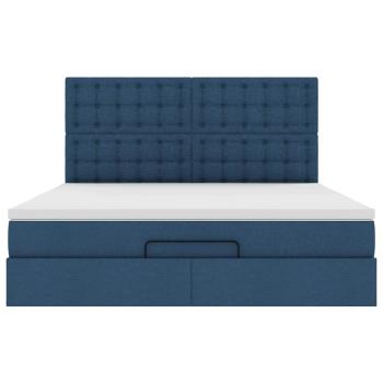 Ottoman-Bett mit Matratze Blau 180x200 cm Stoff