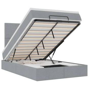 Ottoman-Bett mit Matratze Hellgrau 120x190 cm Stoff