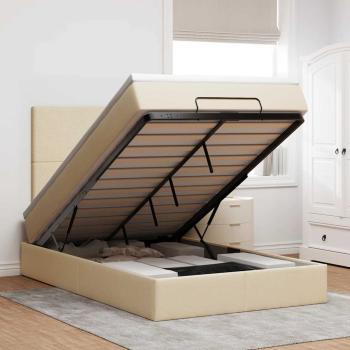 ARDEBO.de - Ottoman-Bett mit Matratze Creme 120x190 cm Stoff