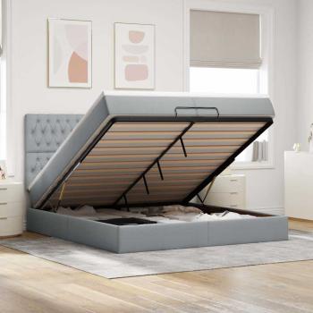 ARDEBO.de - Ottoman-Bett mit Matratzen Hellgrau 200x200 cm Stoff