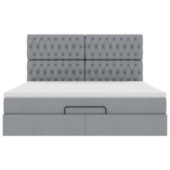 Ottoman-Bett mit Matratze Hellgrau 160x200 cm Stoff