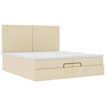 Ottoman-Bett mit Matratzen Creme 200x200 cm Stoff