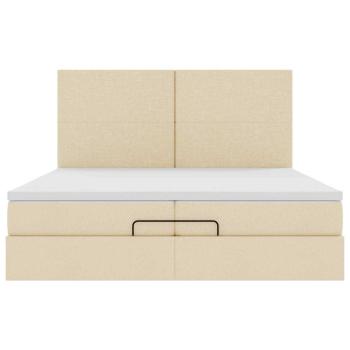 Ottoman-Bett mit Matratzen Creme 200x200 cm Stoff