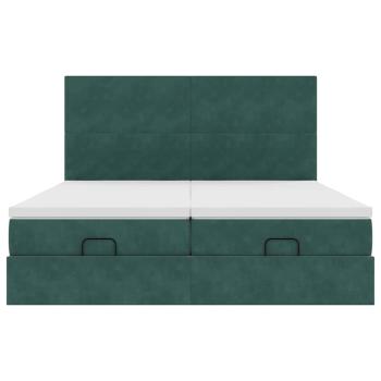 Ottoman-Bett mit Matratzen Dunkelgrün 160x200 cm Samt