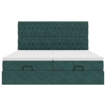 Ottoman-Bett mit Matratzen Dunkelgrün 180x200 cm Samt