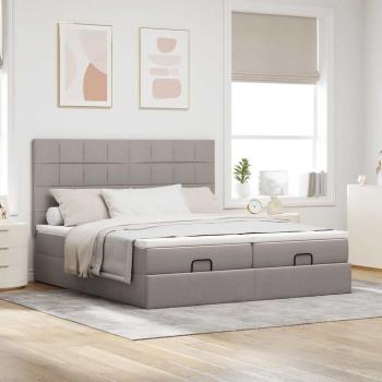 ARDEBO.de - Ottoman-Bett mit Matratzen Taupe 180x200 cm Stoff