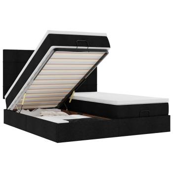 Ottoman-Bett mit Matratzen Schwarz 180x200 cm Stoff