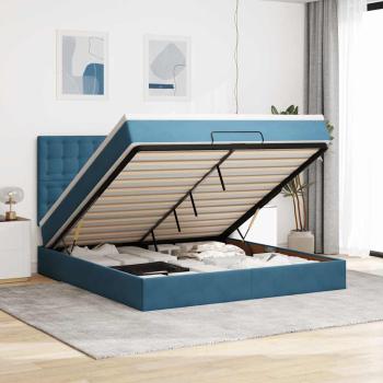 ARDEBO.de - Ottoman-Bett mit Matratzen Dunkelblau 180x200 cm Samt