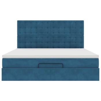 Ottoman-Bett mit Matratzen Dunkelblau 180x200 cm Samt