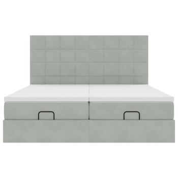 Ottoman-Bett mit Matratzen Hellgrau 180x200 cm Samt
