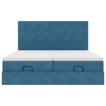 Ottoman-Bett mit Matratzen Dunkelblau 180x200 cm Samt
