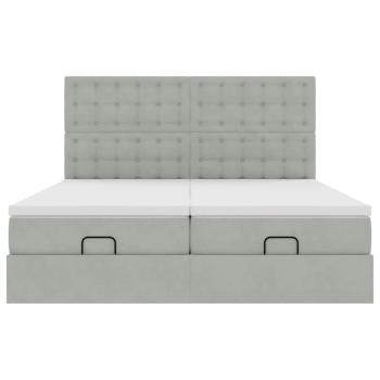 Ottoman-Bett mit Matratzen Hellgrau 180x200 cm Samt
