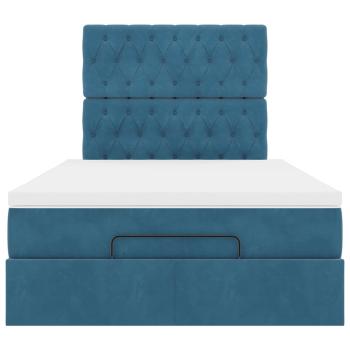 Ottoman-Bett mit Matratzen Dunkelblau 120x190 cm Samt