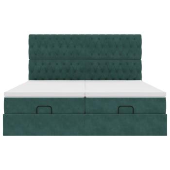 Ottoman-Bett mit Matratzen Dunkelgrün 160x200 cm Samt