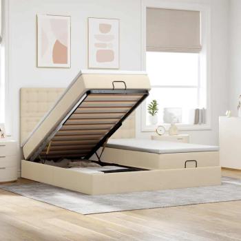 ARDEBO.de - Ottoman-Bett mit Matratzen Creme 160x200 cm Stoff
