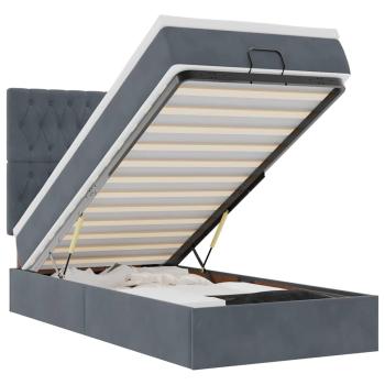 Ottoman-Bett mit Matratzen Dunkelgrau 90x190 cm Samt