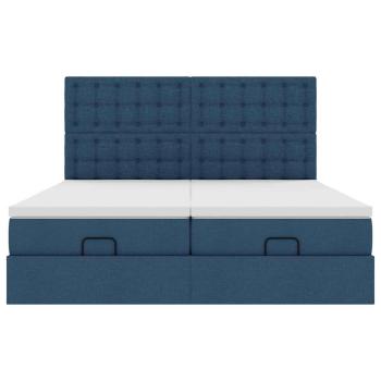 Ottoman-Bett mit Matratzen Blau 200x200 cm Stoff