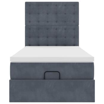 Ottoman-Bett mit Matratzen Dunkelgrau 90x200 cm Samt