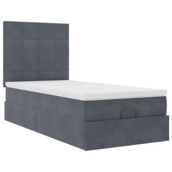 Ottoman-Bett mit Matratzen & LEDs Dunkelgrau 100x200 cm Samt