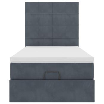 Ottoman-Bett mit Matratzen & LEDs Dunkelgrau 100x200 cm Samt