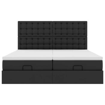 Ottoman-Bett mit Matratzen Schwarz 160x200 cm Kunstleder