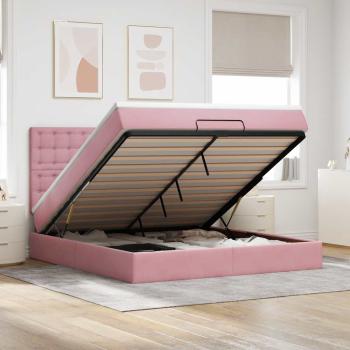 ARDEBO.de - Ottoman-Bett mit Matratzen & LEDs Rosa 180x200 cm Samt