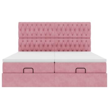 Ottoman-Bett mit Matratzen Rosa 160x200 cm Samt