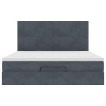 Ottoman-Bett mit Matratzen Dunkelgrau 180x200 cm Samt