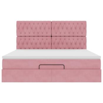 Ottoman-Bett mit Matratzen Rosa 180x200 cm Samt