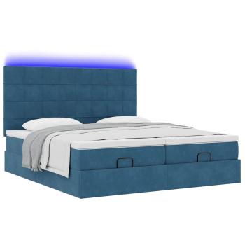 Ottoman-Bett mit Matratzen Dunkelblau 200x200 cm Samt