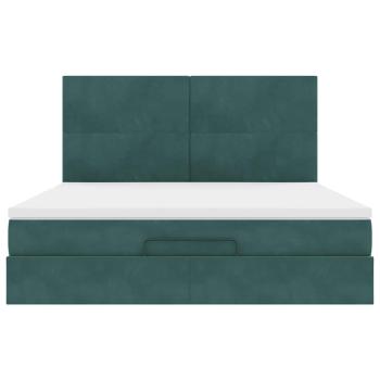 Ottoman-Bett mit Matratzen Dunkelgrün 180x200 cm Samt